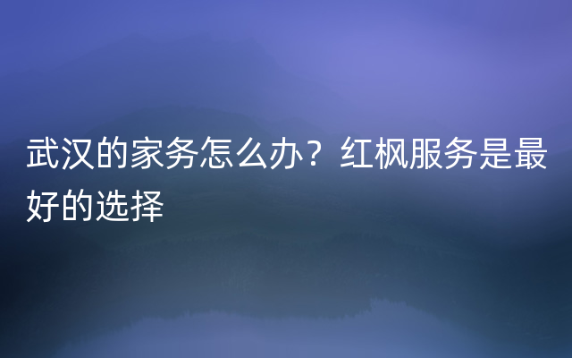 武汉的家务怎么办？红枫服务是最好的选择