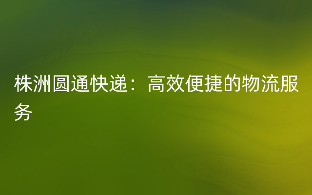 株洲圆通快递：高效便捷的物流服务