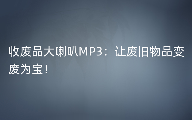 收废品大喇叭MP3：让废旧物品变废为宝！