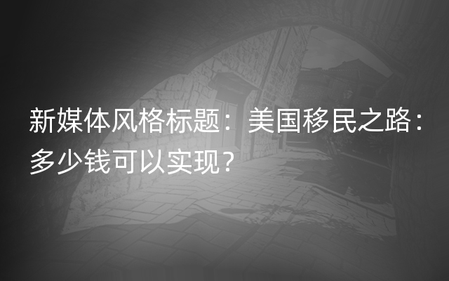 新媒体风格标题：美国移民之路：多少钱可以实现？