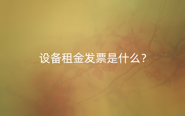 设备租金发票是什么？