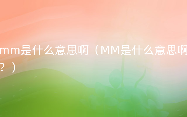 mm是什么意思啊（MM是什么意思啊？）