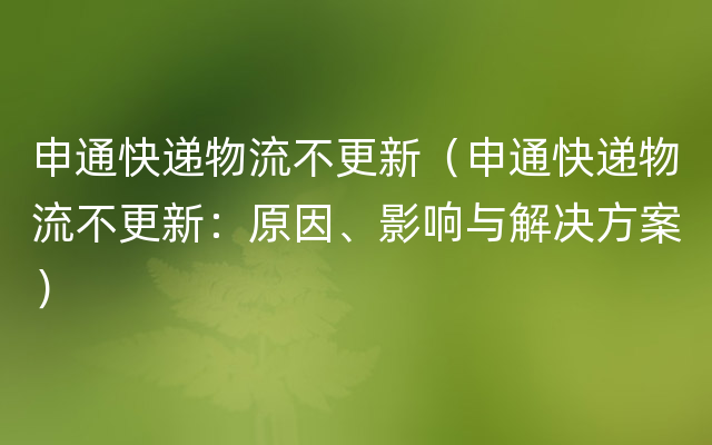 申通快递物流不更新（申通快递物流不更新：原因、影响与解决方案）