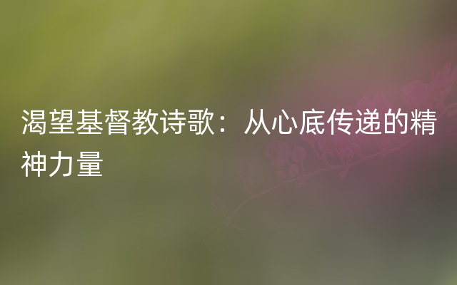 渴望基督教诗歌：从心底传递的精神力量