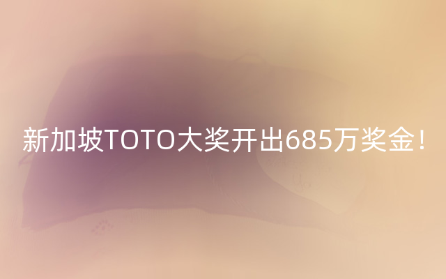 新加坡TOTO大奖开出685万奖金！