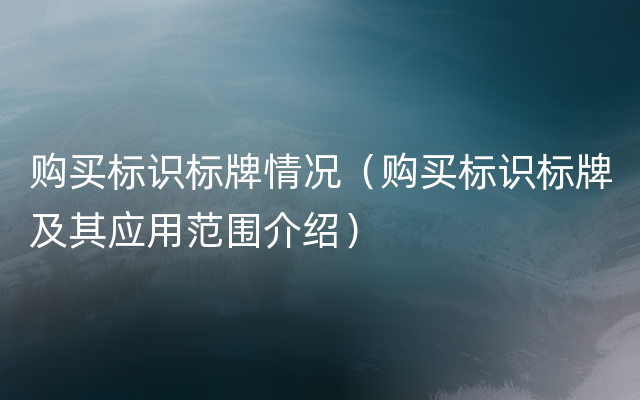 购买标识标牌情况（购买标识标牌及其应用范围介绍）