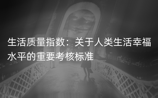 生活质量指数：关于人类生活幸福水平的重要考核标准