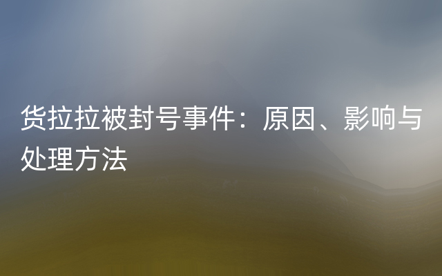 货拉拉被封号事件：原因、影响与处理方法