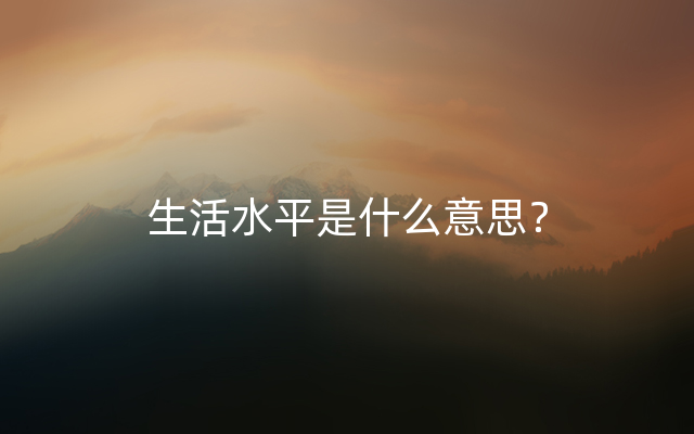 生活水平是什么意思？