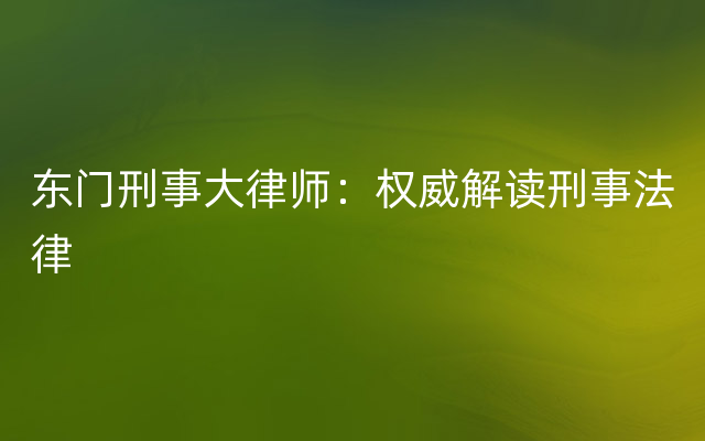 东门刑事大律师：权威解读刑事法律