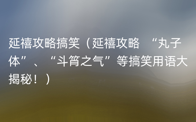 延禧攻略搞笑（延禧攻略  “丸子体”、“斗筲之气”等搞笑用语大揭秘！）