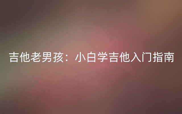 吉他老男孩：小白学吉他入门指南