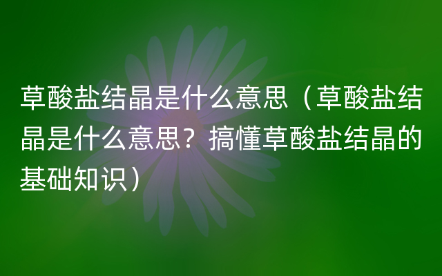 草酸盐结晶是什么意思（草酸盐结晶是什么意思？搞懂草酸盐结晶的基础知识）