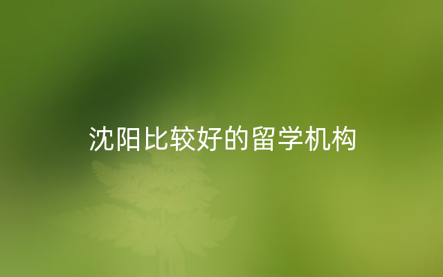 沈阳比较好的留学机构