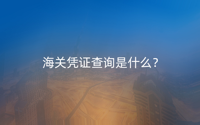 海关凭证查询是什么？