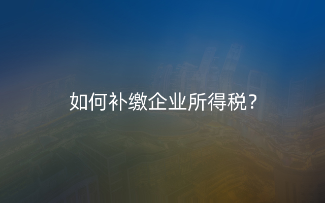 如何补缴企业所得税？