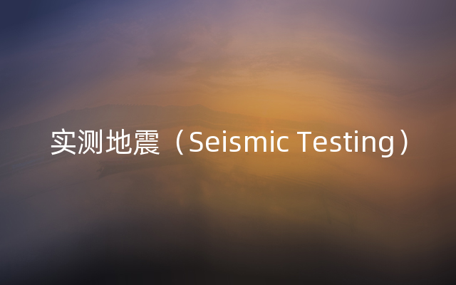 实测地震（Seismic Testing）