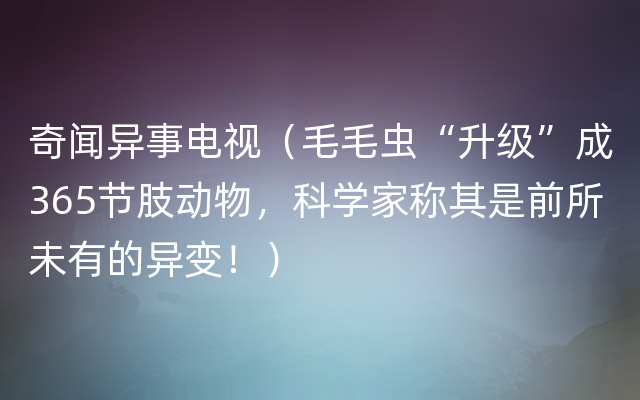 奇闻异事电视（毛毛虫“升级”成365节肢动物，科学家称其是前所未有的异变！）