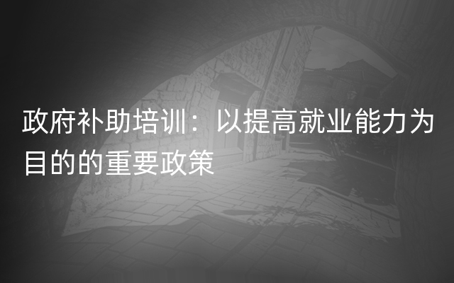 政府补助培训：以提高就业能力为目的的重要政策