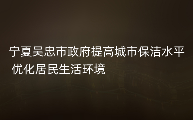 宁夏吴忠市政府提高城市保洁水平 优化居民生活环