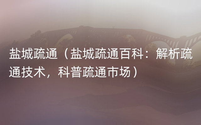 盐城疏通（盐城疏通百科：解析疏通技术，科普疏通市场）