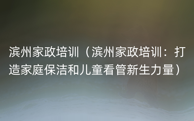 滨州家政培训（滨州家政培训：打造家庭保洁和儿童看管新生力量）