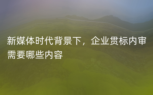 新媒体时代背景下，企业贯标内审需要哪些内容