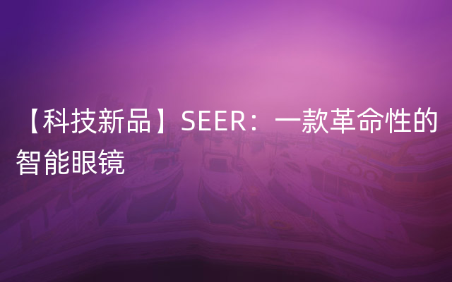 【科技新品】SEER：一款革命性的智能眼镜