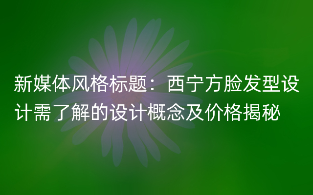 新媒体风格标题：西宁方脸发型设计需了解的设计概念及价格揭秘