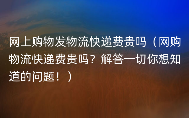 网上购物发物流快递费贵吗（网购物流快递费贵吗？