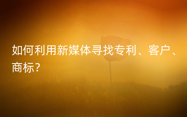 如何利用新媒体寻找专利、客户、商标？