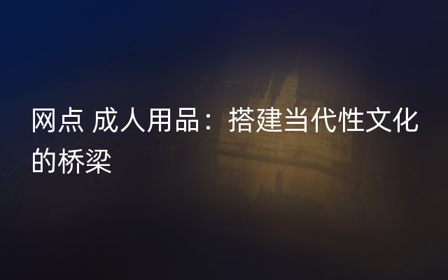 网点 成人用品：搭建当代性文化的桥梁