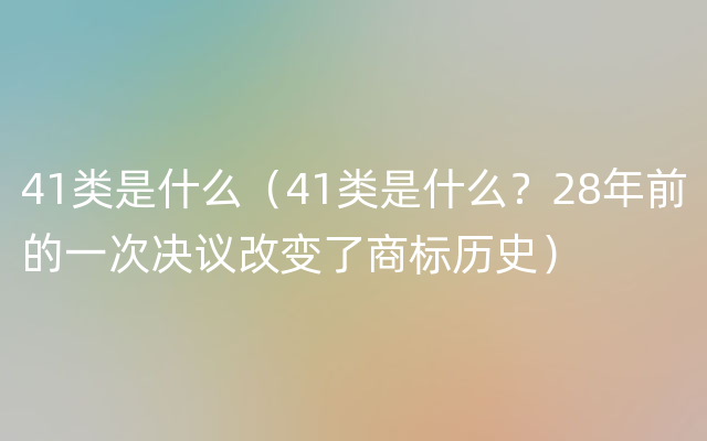 41类是什么（41类是什么？28年前的一次决议改变了商标历史）