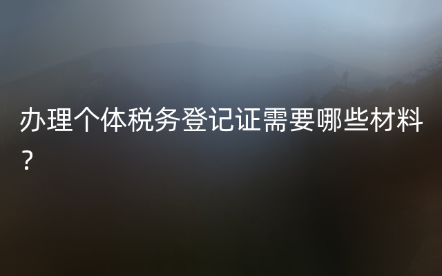 办理个体税务登记证需要哪些材料？