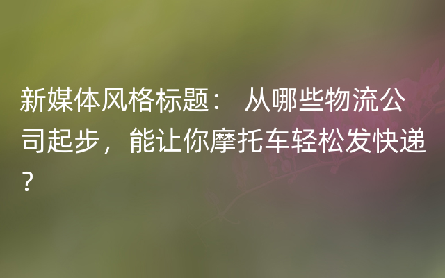 新媒体风格标题： 从哪些物流公司起步，能让你摩托车轻松发快递？