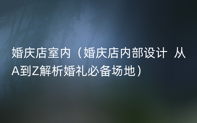 婚庆店室内（婚庆店内部设计  从A到Z解析婚礼必备场地）