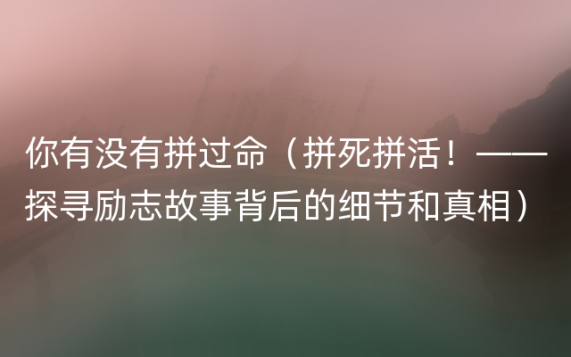 你有没有拼过命（拼死拼活！——探寻励志故事背后的细节和真相）