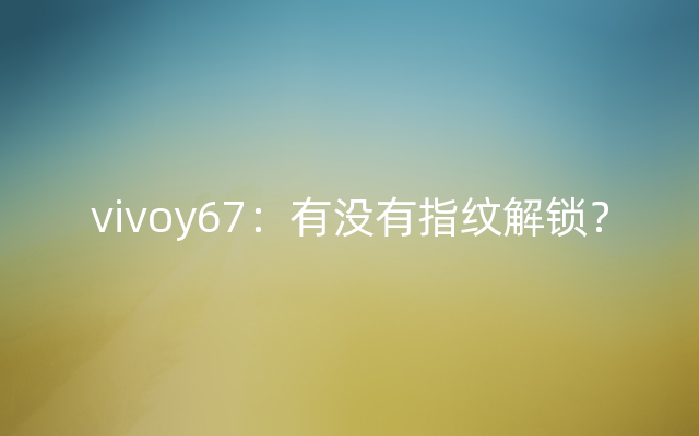 vivoy67：有没有指纹解锁？