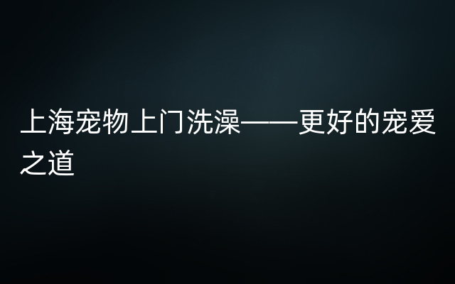 上海宠物上门洗澡——更好的宠爱之道