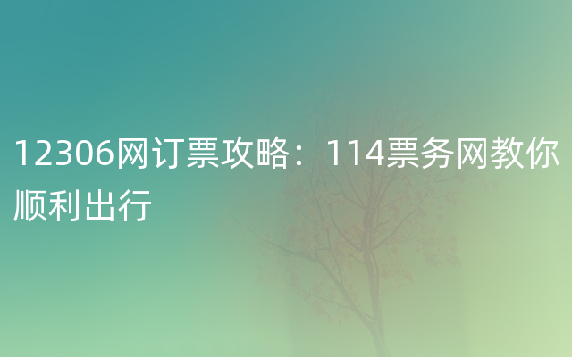 12306网订票攻略：114票务网教你顺利出行