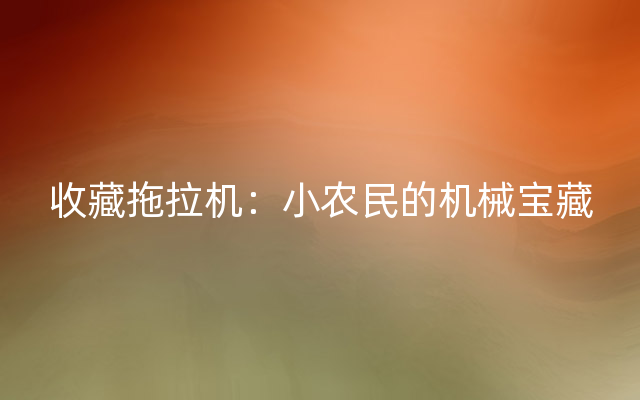 收藏拖拉机：小农民的机械宝藏