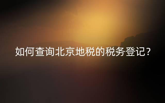 如何查询北京地税的税务登记？