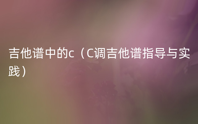 吉他谱中的c（C调吉他谱指导与实践）