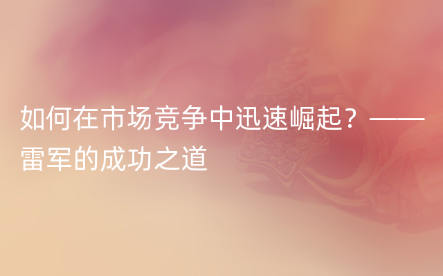 如何在市场竞争中迅速崛起？——雷军的成功之道