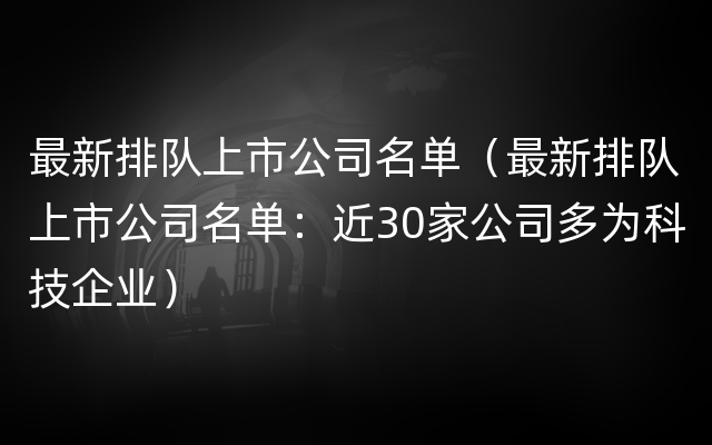 最新排队上市公司名单（最新排队上市公司名单：近30家公司多为科技企业）