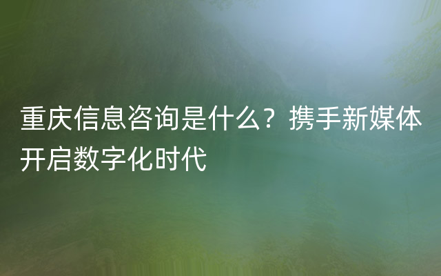 重庆信息咨询是什么？携手新媒体开启数字化时代