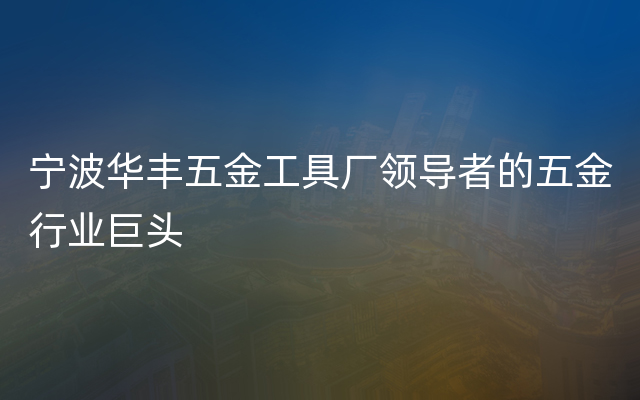 宁波华丰五金工具厂领导者的五金行业巨头