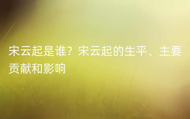 宋云起是谁？宋云起的生平、主要贡献和影响