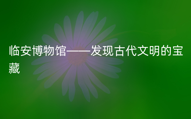 临安博物馆——发现古代文明的宝藏