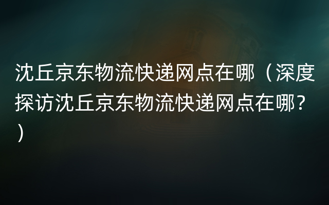 沈丘京东物流快递网点在哪（深度探访沈丘京东物流快递网点在哪？）